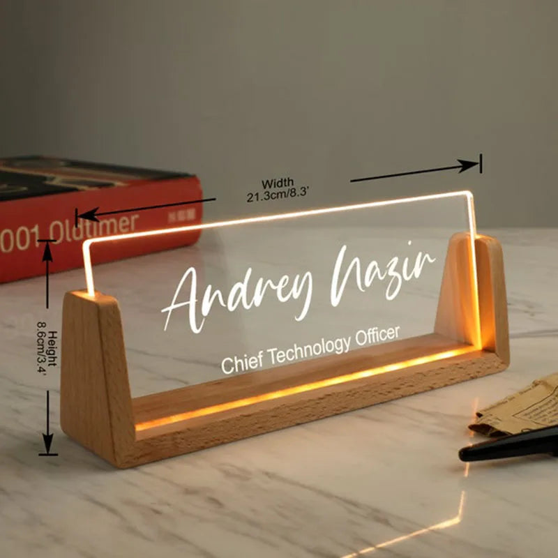 Plaque de Nom Personnalisable Lumineuse Bureau