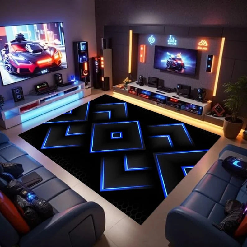 Tapis de Jeu Gamer Sol Geometrique Coloré