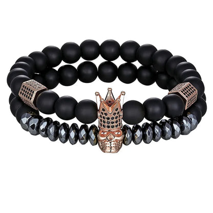 Bracelets Couple TYO 2Pcs Charms Crâne Couronne