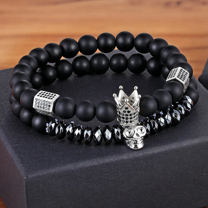Bracelets Couple TYO 2Pcs Charms Crâne Couronne