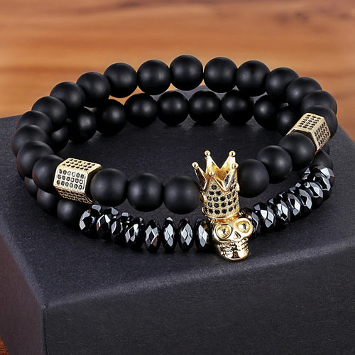 Bracelets Couple TYO 2Pcs Charms Crâne Couronne