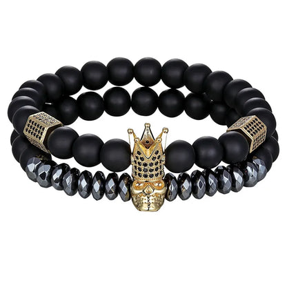 Bracelets Couple TYO 2Pcs Charms Crâne Couronne