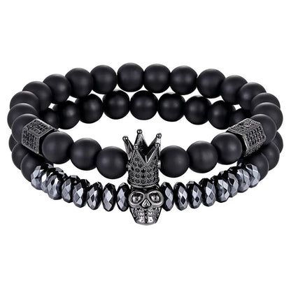 Bracelets Couple TYO 2Pcs Charms Crâne Couronne
