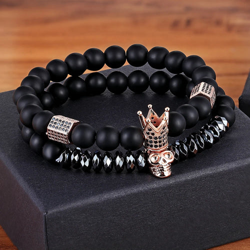 Bracelets Couple TYO 2Pcs Charms Crâne Couronne