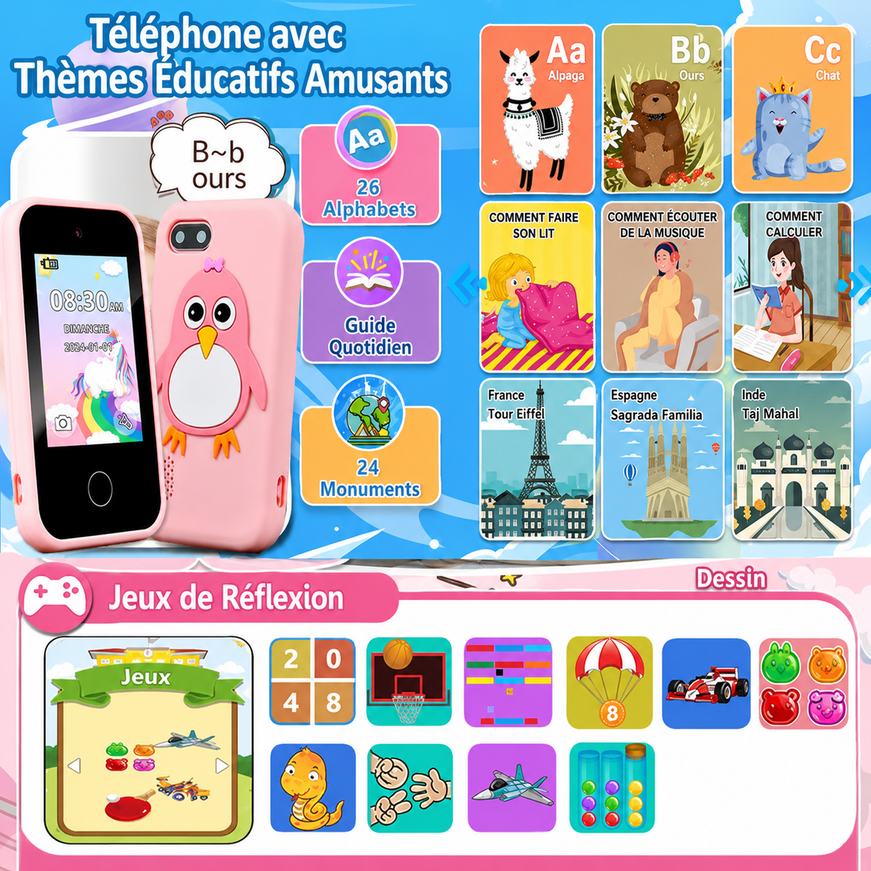 Téléphone Intelligent Enfant 32 Go Jouet Éducatif — vue 7