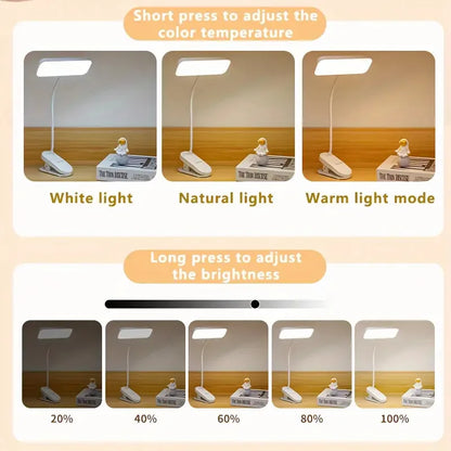 Lampe de Bureau LED Rechargeable USB Clip-on