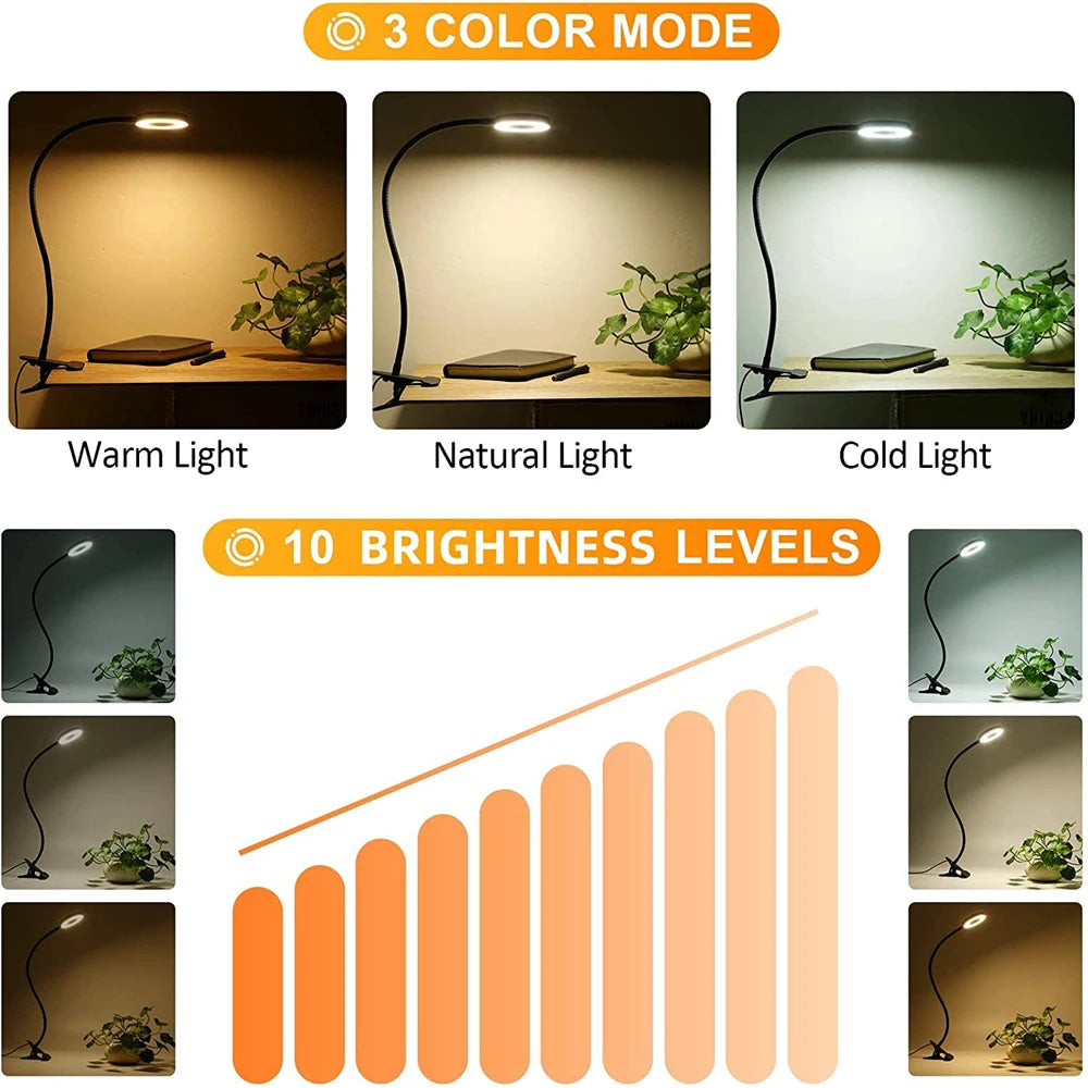 Lampe de Bureau LED 48 LEDs Flexible avec Pinces