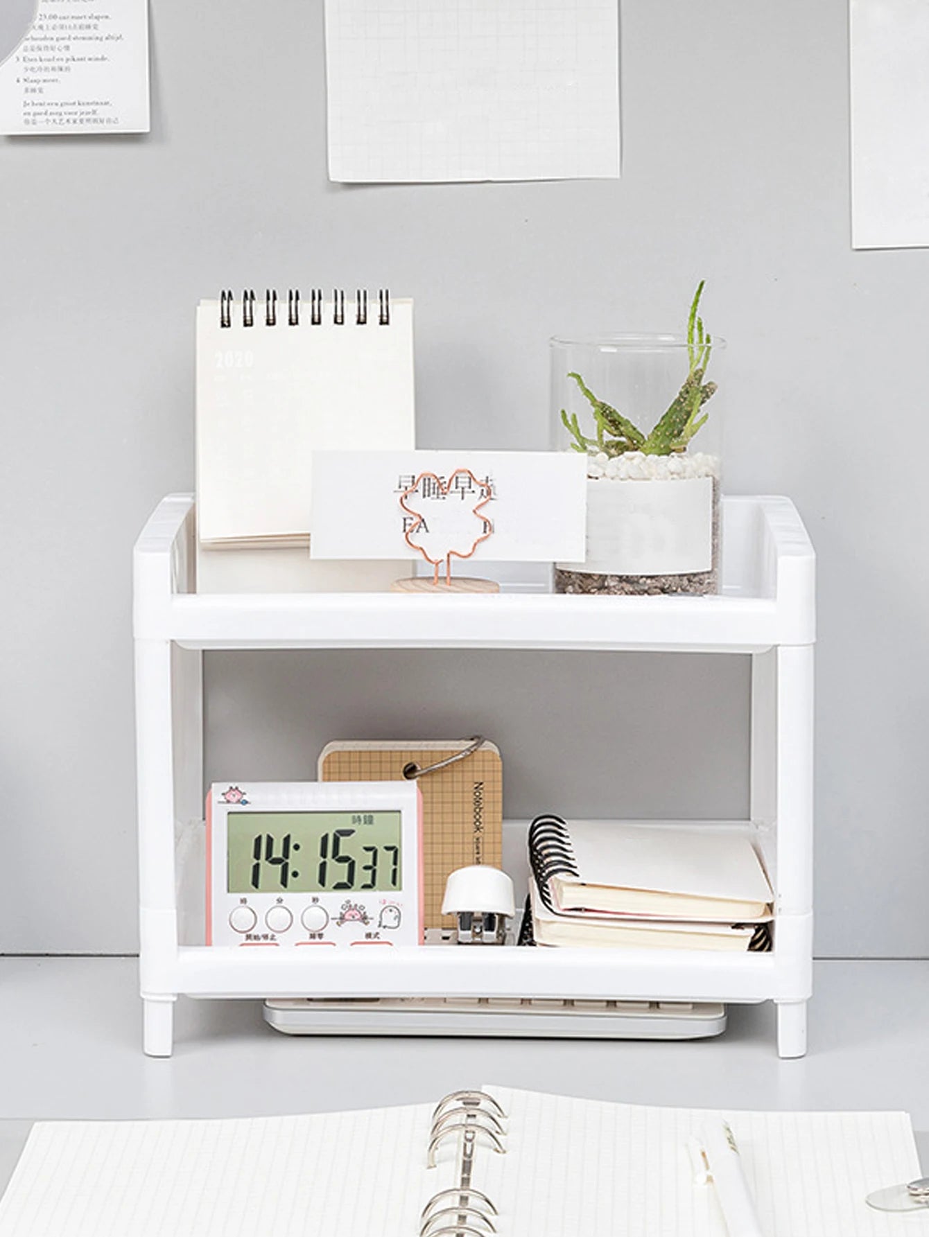 Rangement de Bureau Double Couche Blanc