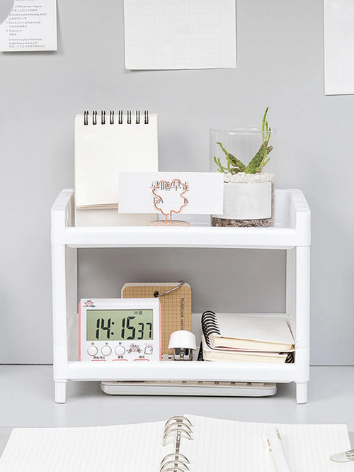 Rangement de Bureau Double Couche Blanc