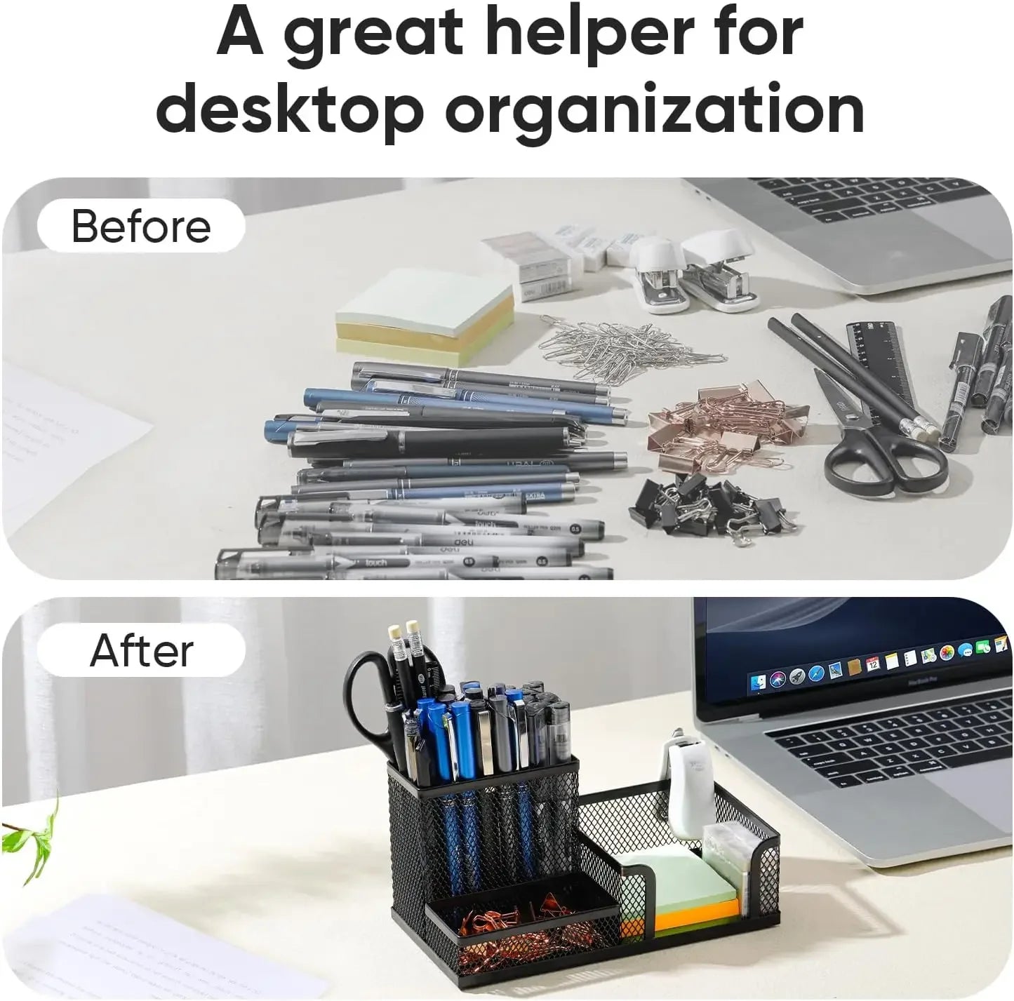 Organisateur de Bureau en Maille 3 Compartiments — vue 4