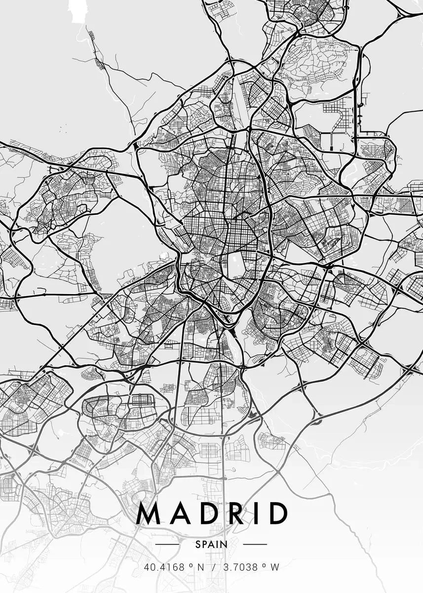 Poster Carte de Ville Noir et Blanc Paris New York — vue 16