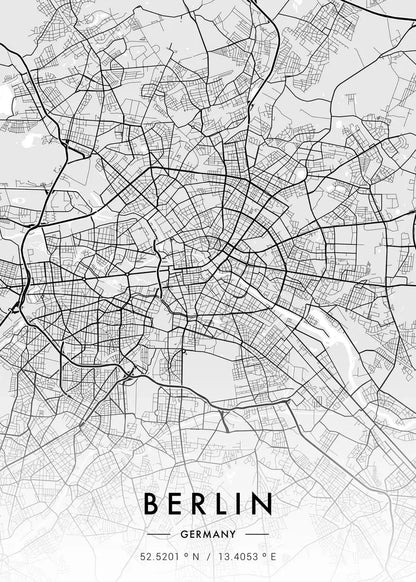 Poster Carte Ville Noir et Blanc Paris New York