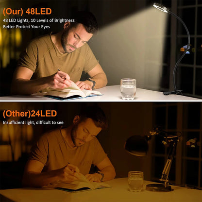 Lampe de Bureau LED 48 LEDs Flexible avec Pinces
