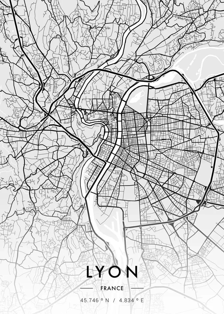 Poster Carte de Ville Noir et Blanc Paris New York — vue 14
