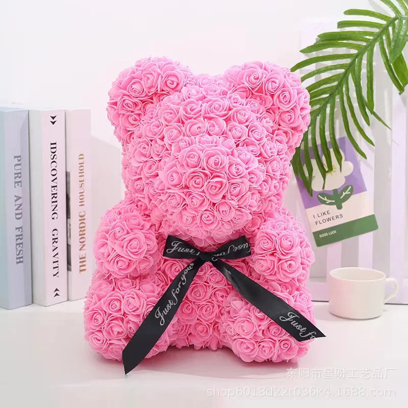 Ours en Rose Éternelle 25 cm Cadeau Romantique — vue 4