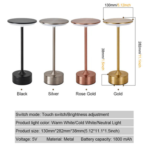 Lampe de Table LED Rechargeable avec Capteur Tactile