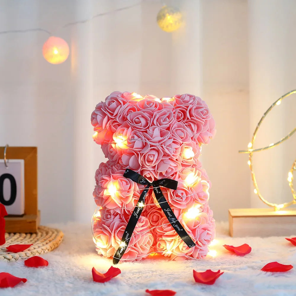 Ours en Rose Artificielle 25 cm avec Boîte — vue 7