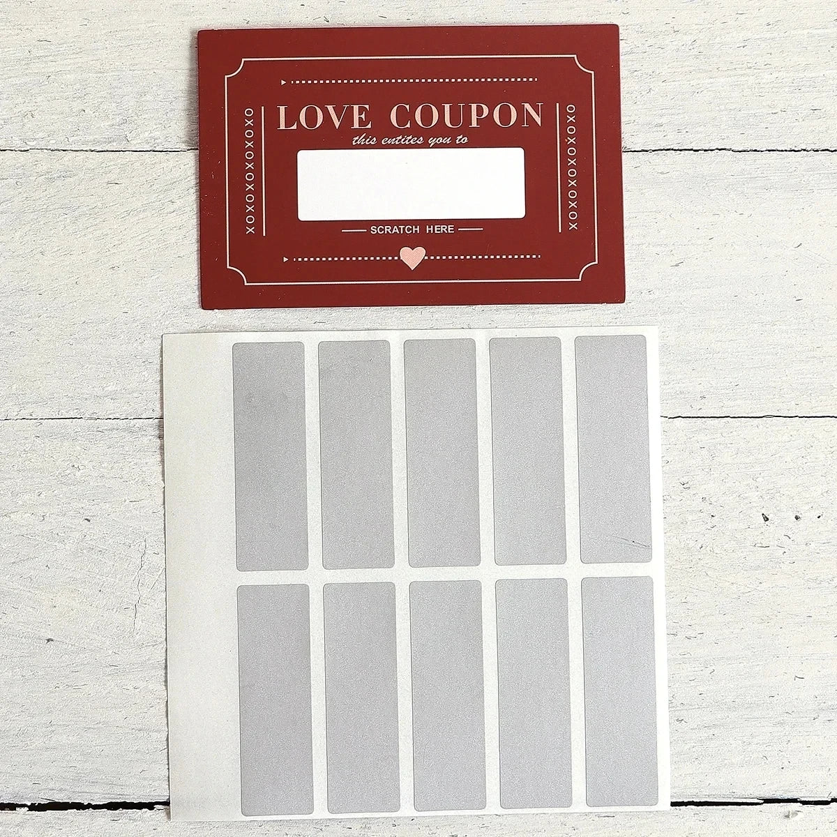 Cartes à Gratter Coupons d'Amour pour Saint-Valentin