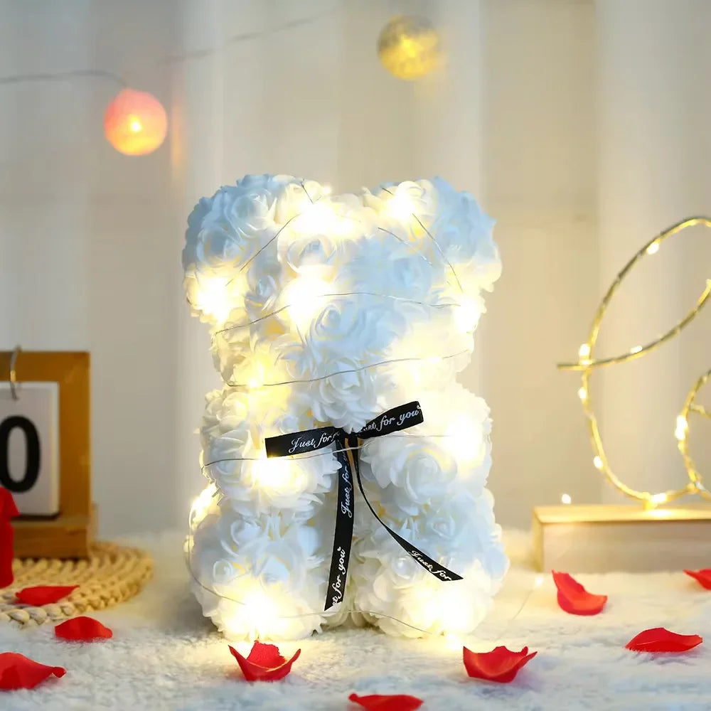 Ours en Rose Artificielle 25 cm avec Boîte — vue 10