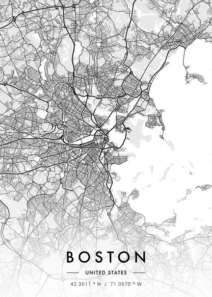 Poster Carte de Ville Noir et Blanc Paris New York — vue 9