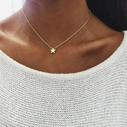 Collier Choker Femme Coeur Etoile Or Argent