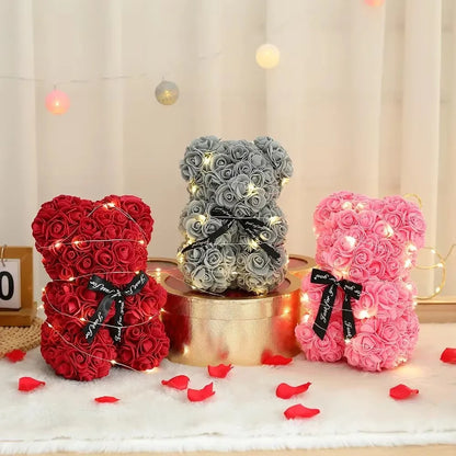 Ours en Rose Artificielle 25 cm avec Boîte — vue 5