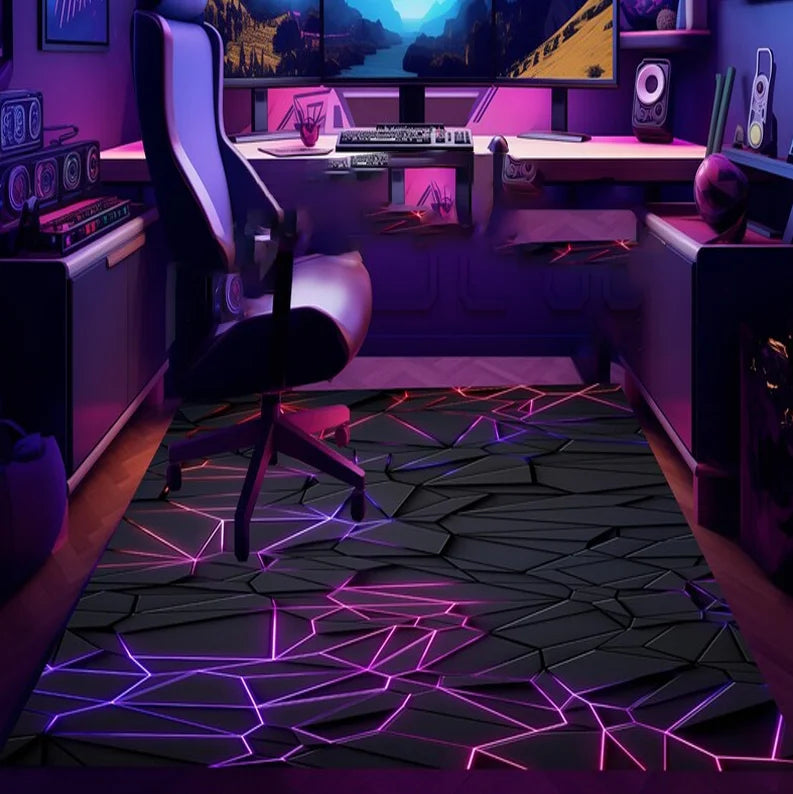 Tapis de Jeu Gamer Sol Geometrique Coloré