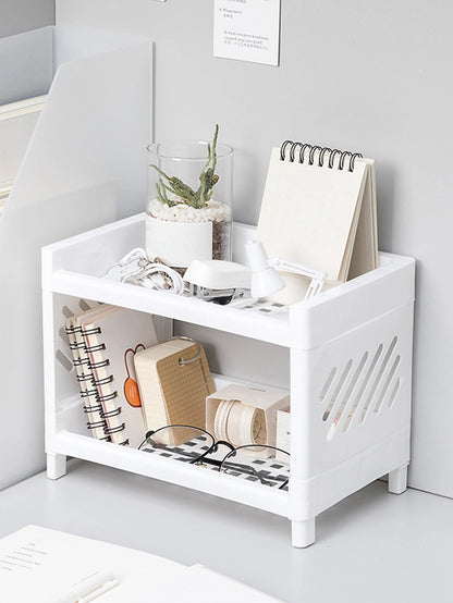 Rangement de Bureau Double Couche Blanc