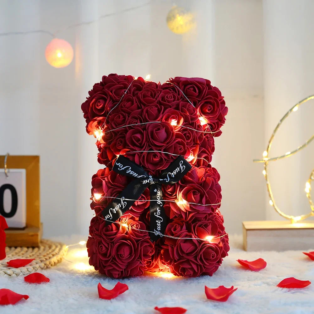 Ours en Rose Artificielle 25 cm avec Boîte — vue 4