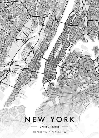 Poster Carte de Ville Noir et Blanc Paris New York — vue 18