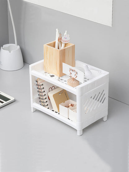 Rangement de Bureau Double Couche Blanc