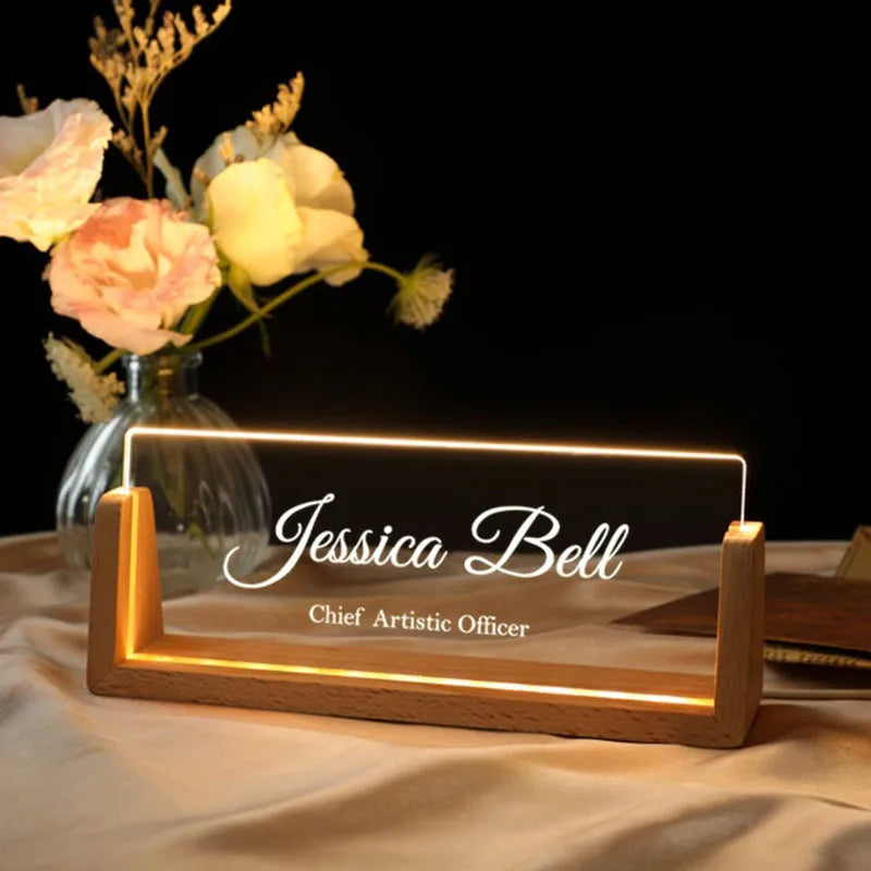 Plaque de Nom Personnalisable Lumineuse Bureau