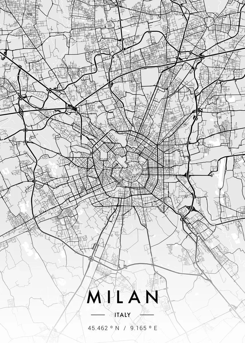 Poster Carte Ville Noir et Blanc Paris New York