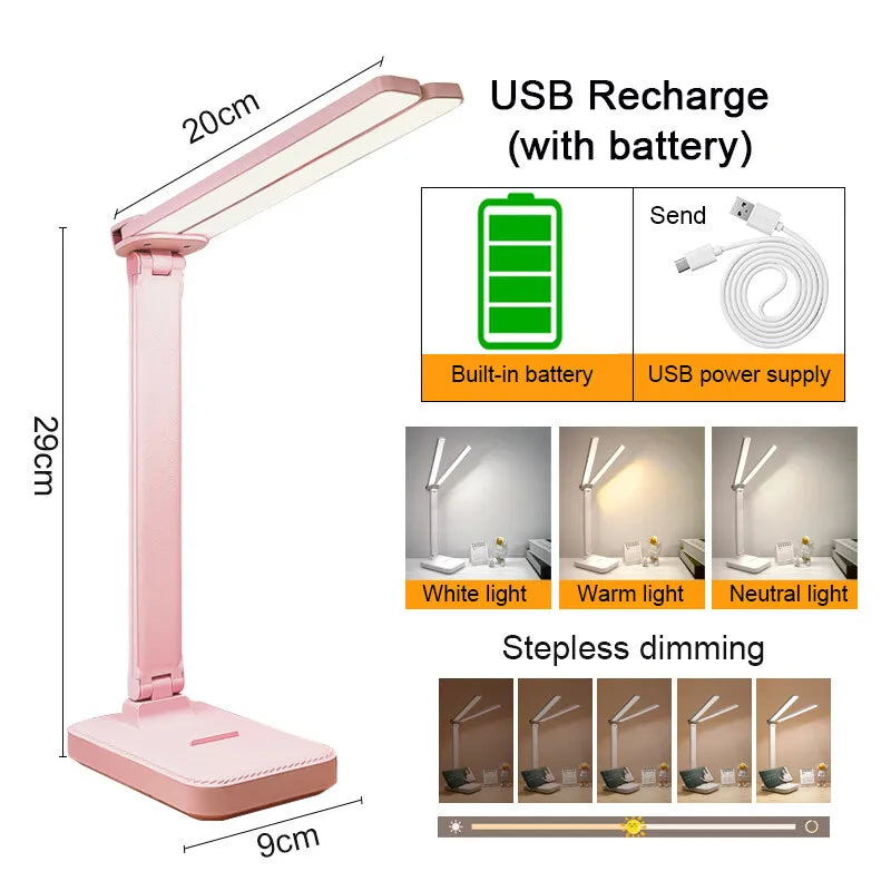 Lampe de Bureau USB Rechargeable Dimmable