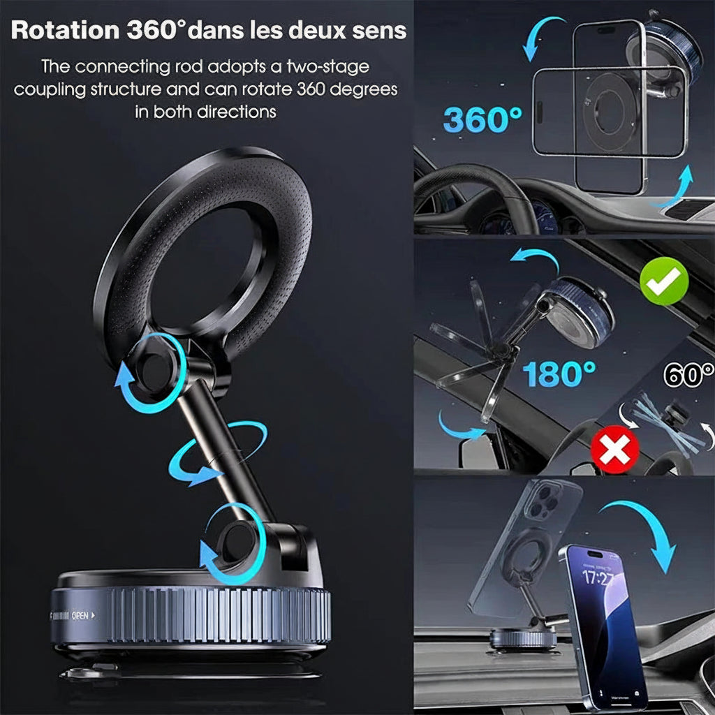 Support Téléphone Voiture Magnétique 360° Rotation
