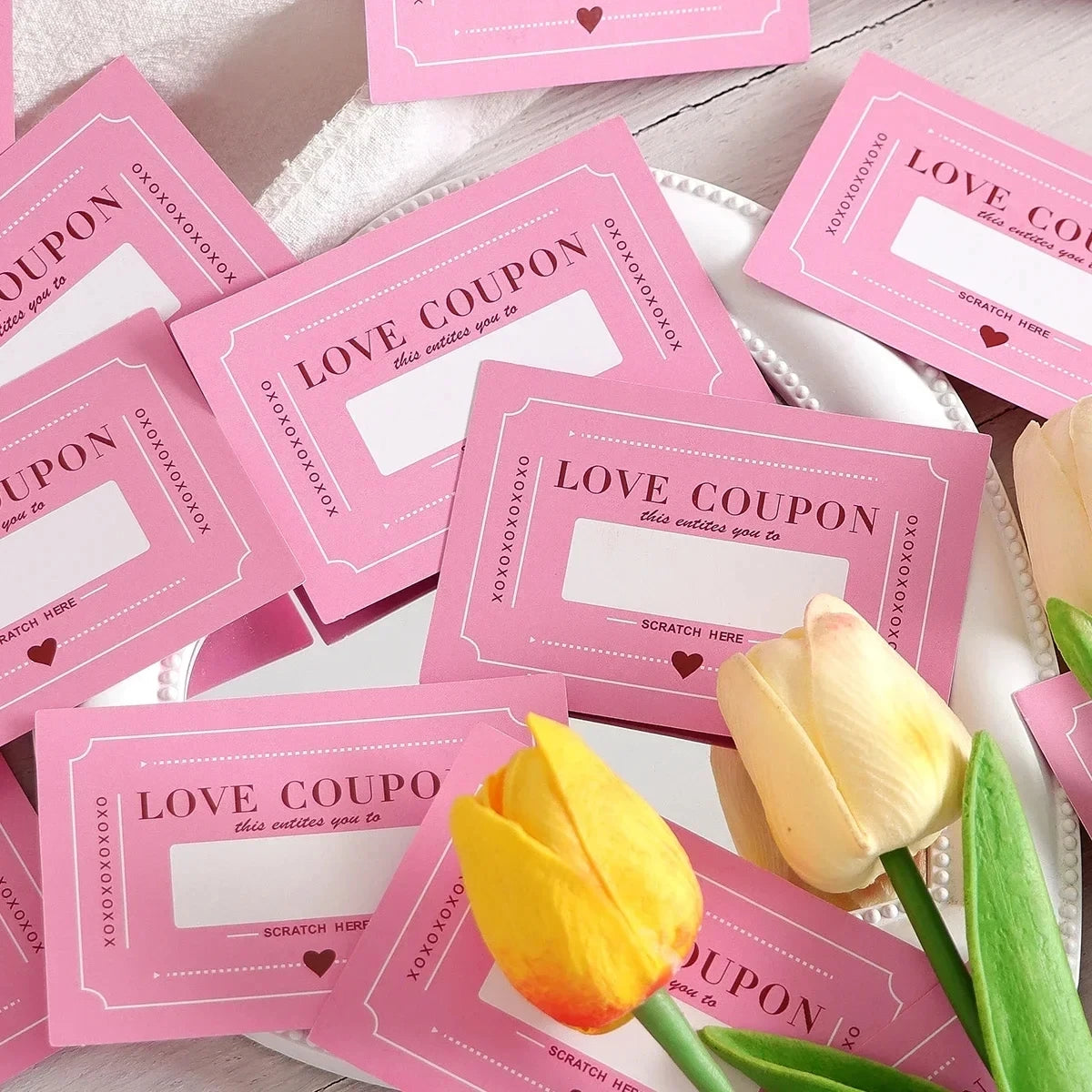 Cartes à Gratter Coupons d'Amour pour Saint-Valentin