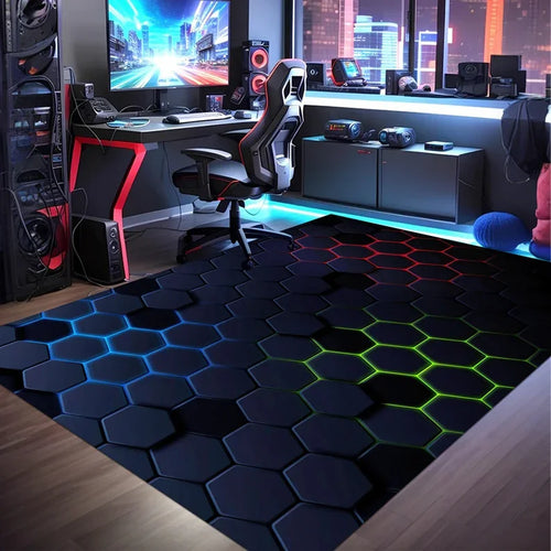Tapis de Jeu Gamer Sol Geometrique Coloré