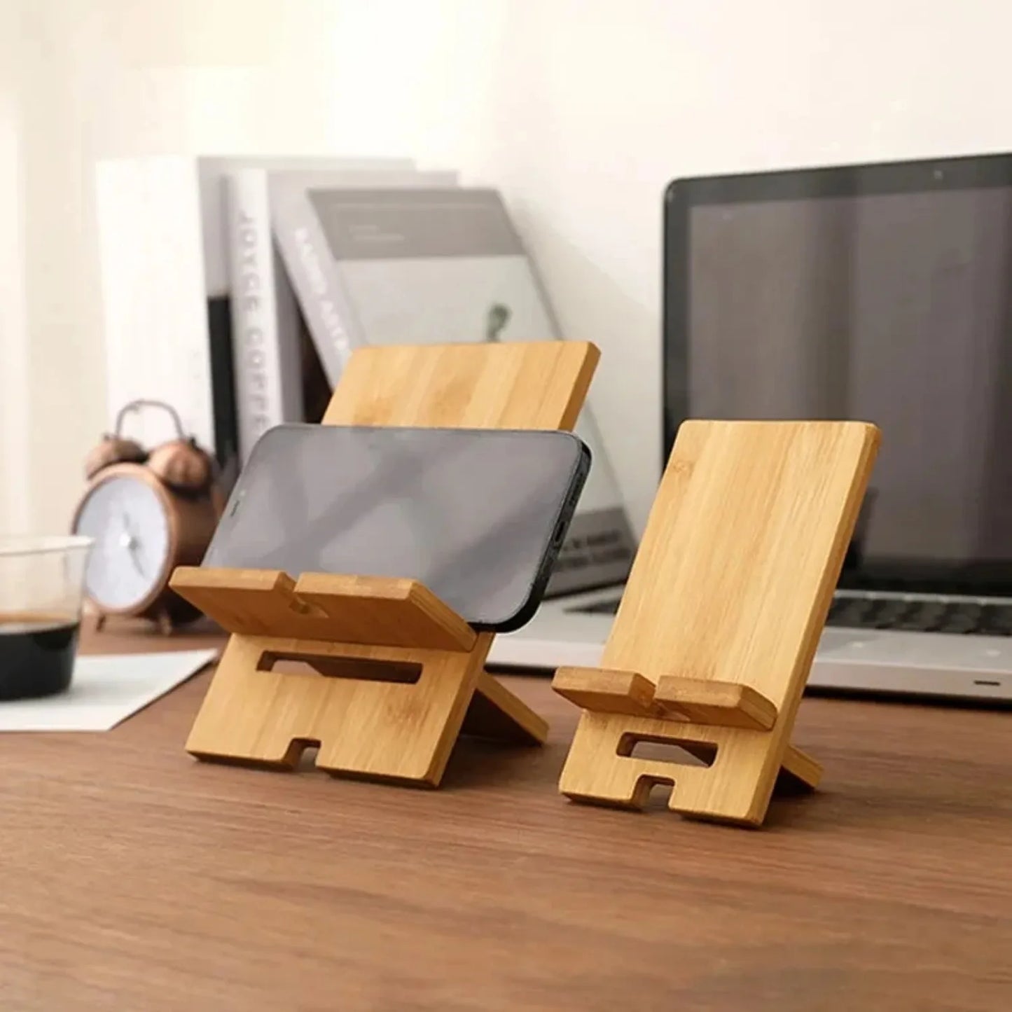 Support Telephone Bureau en Bambou Pratique