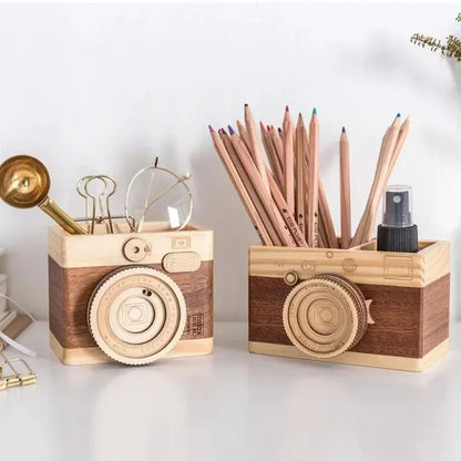 Porte-Crayon en Bois Forme Appareil Photo — vue 2