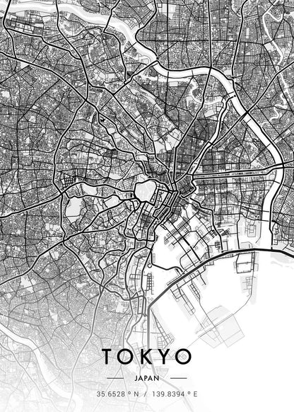 Poster Carte Ville Noir et Blanc Paris New York